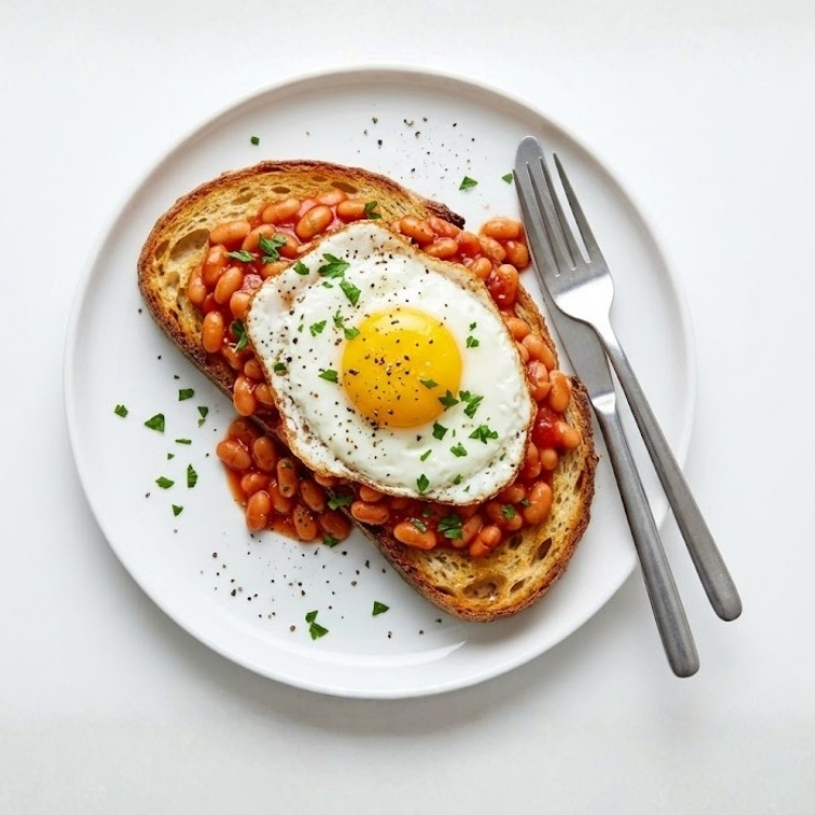 Yumurtalı Fasulyeli Kızarmış Tost Ekmeği
